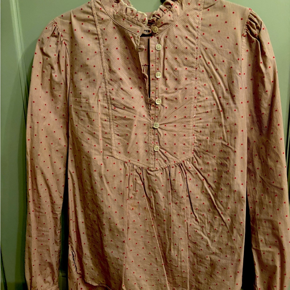 Me & Em house with ruffled neck and sleeves. size british 8
